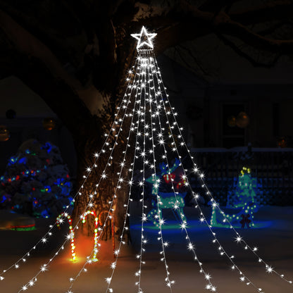 TISEJOY Christmas Decorations Lights 344 LED Star Lights 8 Lighting Modes Outdoor Tree Decorations for Christmas Yard, Garden, New Year, Holiday, Wedding, Party（Cold White）