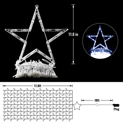 TISEJOY Christmas Decorations Lights 344 LED Star Lights 8 Lighting Modes Outdoor Tree Decorations for Christmas Yard, Garden, New Year, Holiday, Wedding, Party（Cold White）