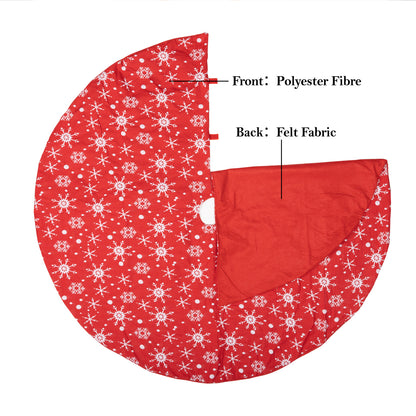 TISEJOY 48'' Christmas Tree Skirt with Snowflakes, Tree Skirt Christmas Decorations Perfect, Traditional Christmas Tree Mat Double Layers for Xmas Party Decor, Red