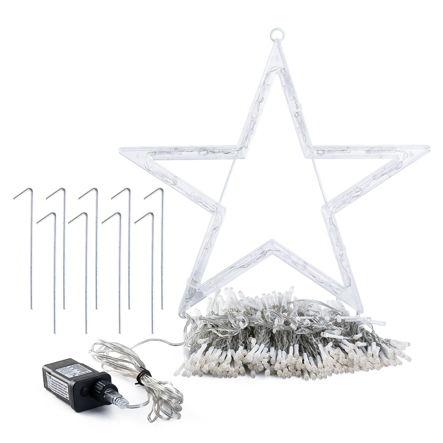 TISEJOY Christmas Decorations Lights 344 LED Star Lights 8 Lighting Modes Outdoor Tree Decorations for Christmas Yard, Garden, New Year, Holiday, Wedding, Party（Cold White）