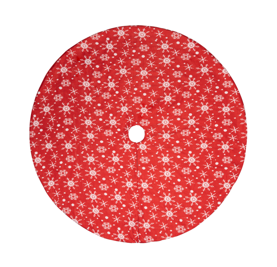 TISEJOY 48'' Christmas Tree Skirt with Snowflakes, Tree Skirt Christmas Decorations Perfect, Traditional Christmas Tree Mat Double Layers for Xmas Party Decor, Red